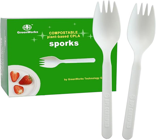 100 Count 5.5" Disposable Cutlery Spork (Spoon Fork)